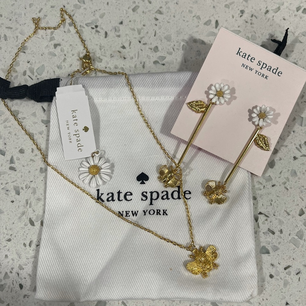RARE KATE SPADE ALL A BUZZ NECKLACE & EARRING SET